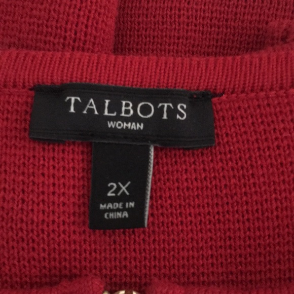Talbots Front Zip Sweater, Red - Picture 4 of 4